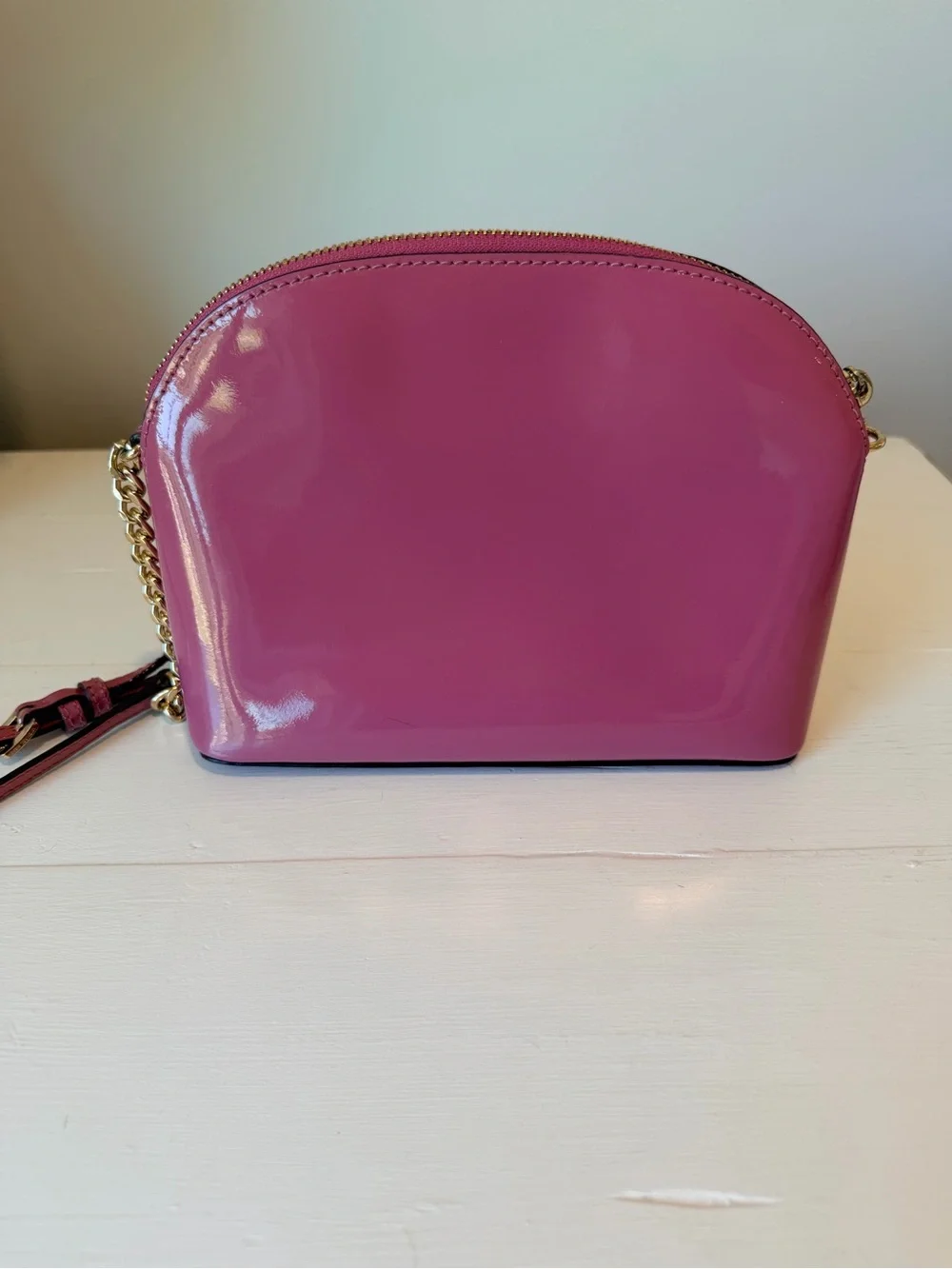 Michael Kors Fuchsia Patent Leather Crossbody with Gold Chain